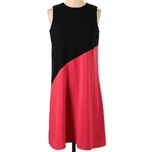 Calvin Klein designer color block shift dress 4 black & pink